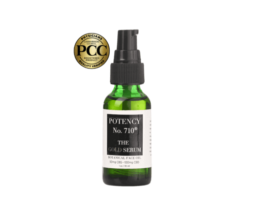 Potency No. 710 The Gold Serum, premium botanical face oil with CBG and CBD, quality verified by PCC, available exclusively at Potency No. 710.